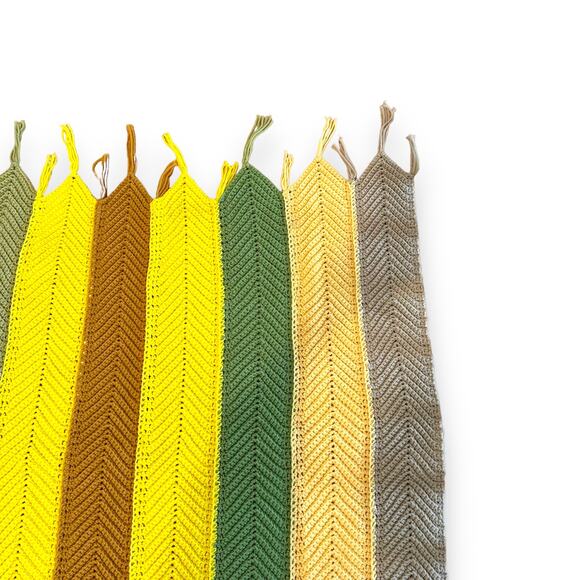 Handmade Crochet Throw Blanket Afghan Chevron Zig Zag Multicolor Stripe 50"x53" - Picture 10 of 16